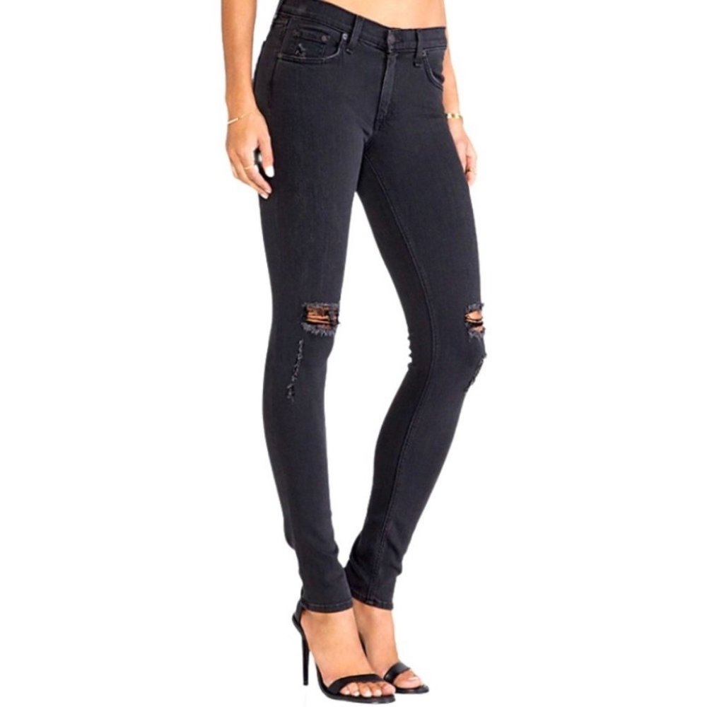 Rag & Bone Skinny Jeans Rock w/Holes Black Sz 25